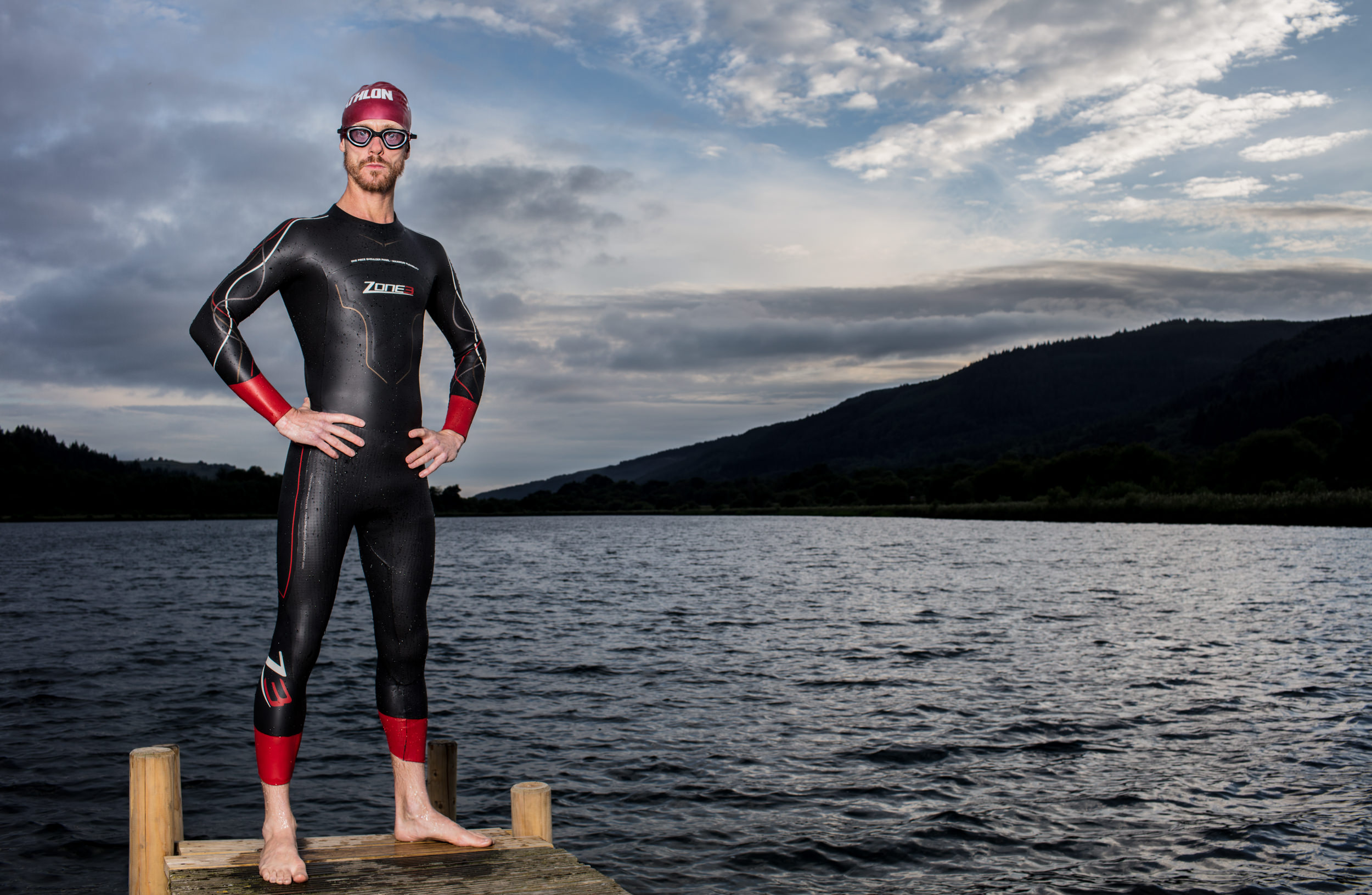Sports advertising portrait of triathlete for commercial photography campaign