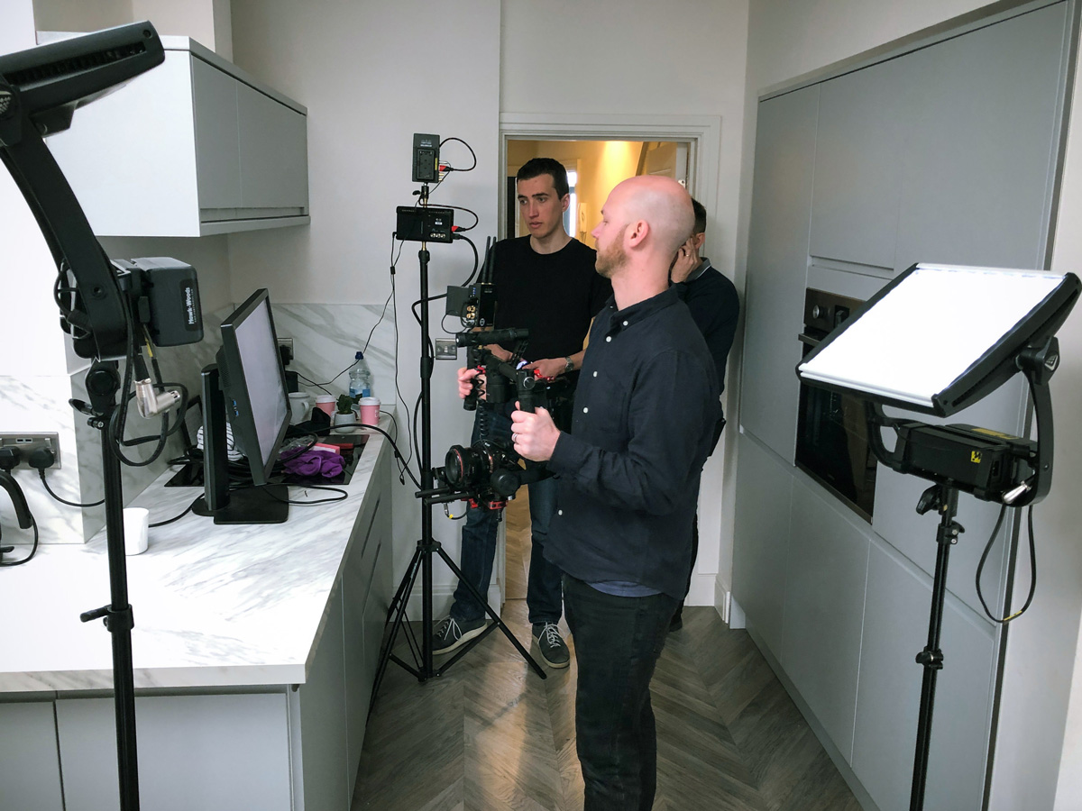 Video Production Team on set for Lifestyle Shoot in Cardiff