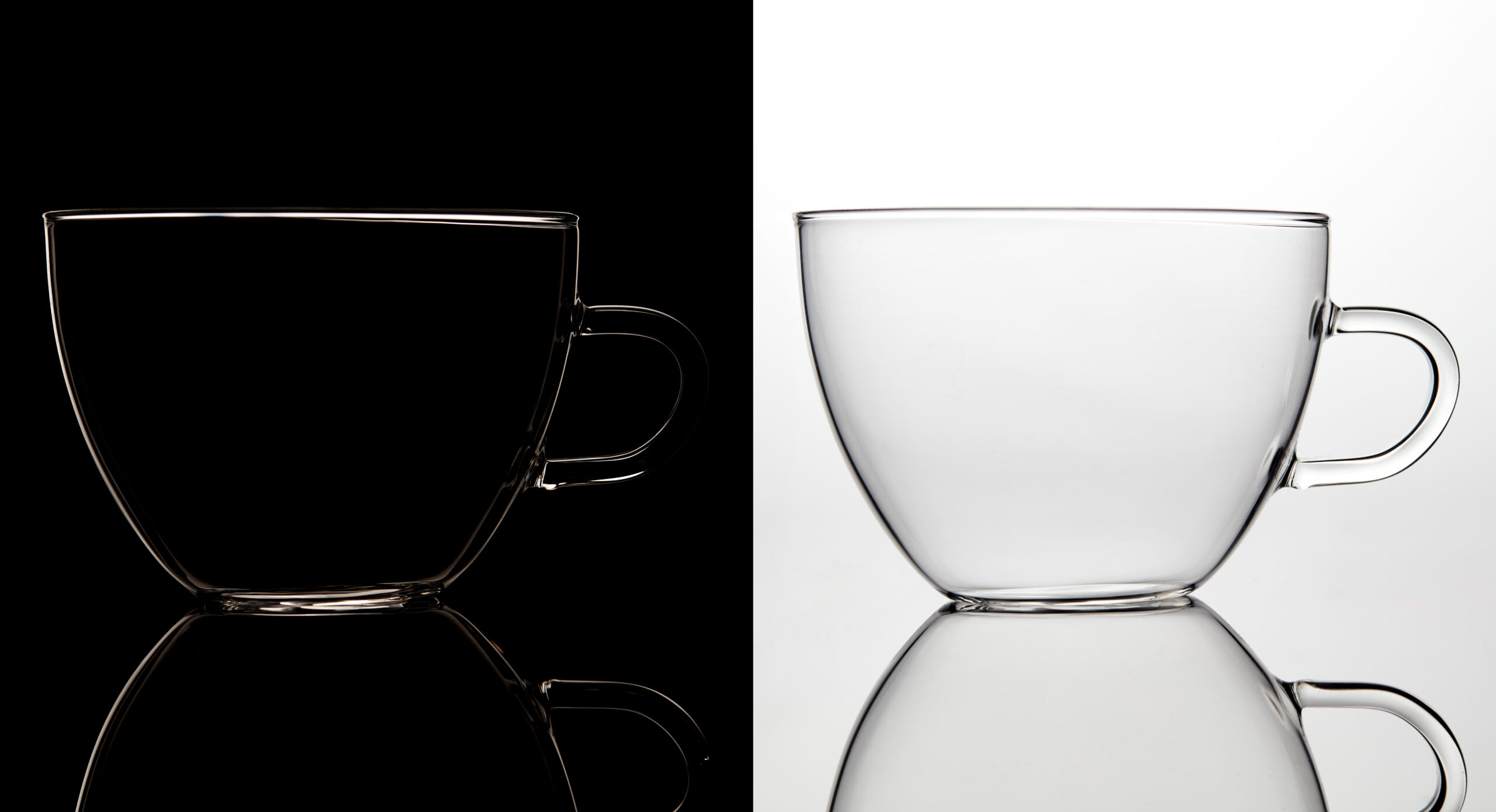 Studio product photography of glass cups