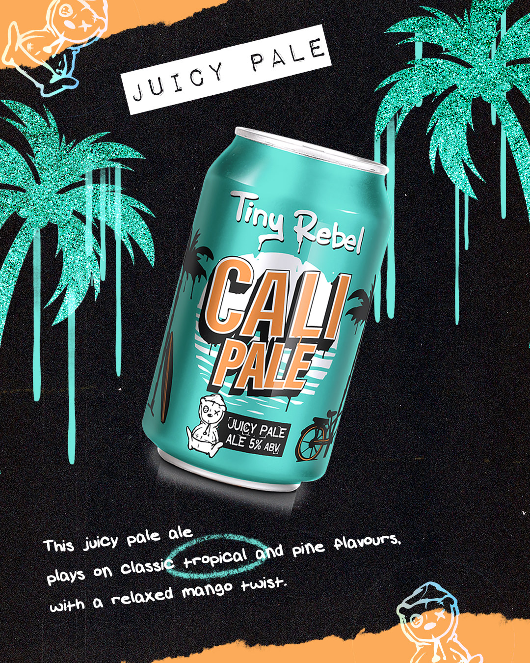 Brand content design for Tiny Rebel's Cali Pale beer