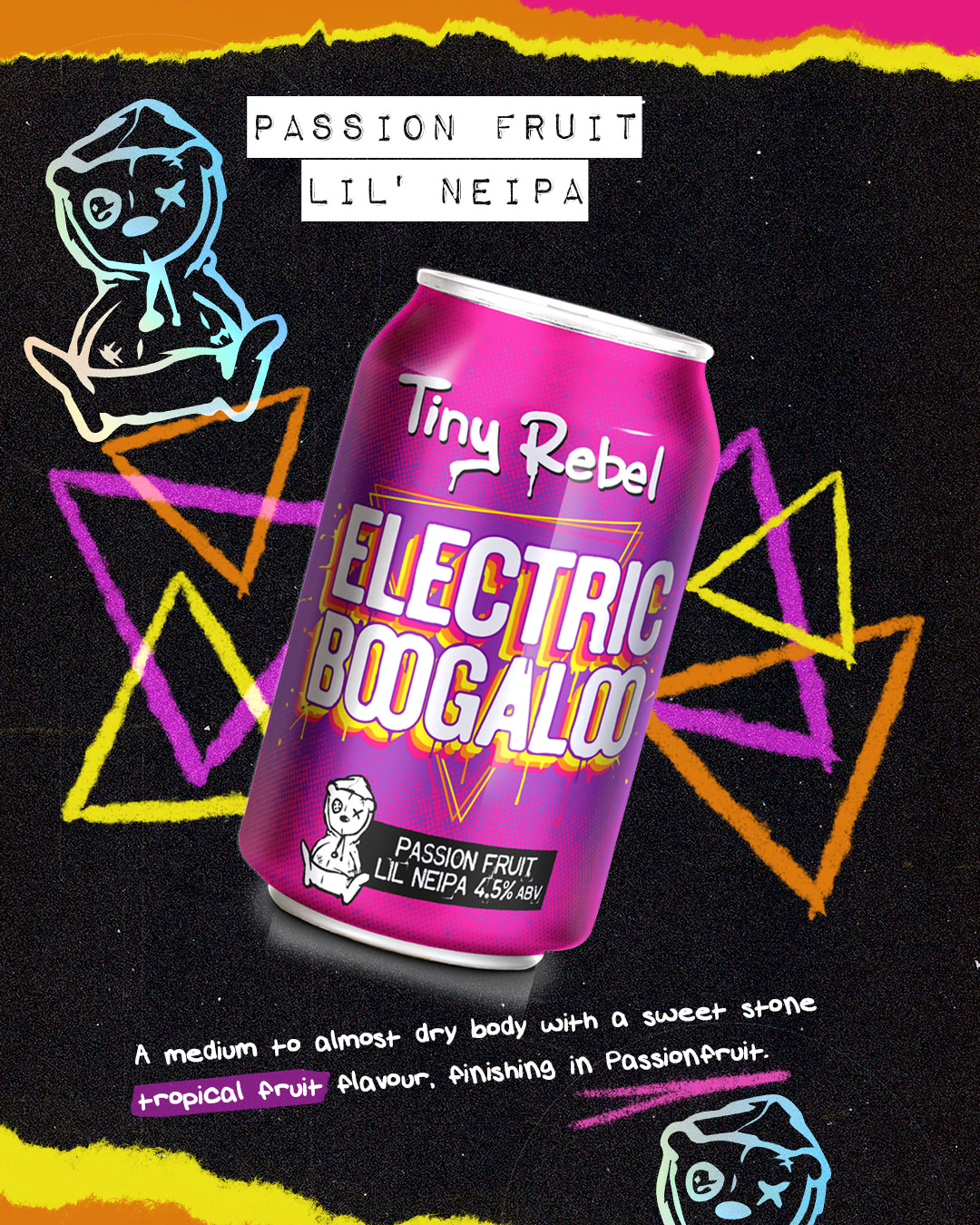 Brand content design for Tiny Rebel's Electric Boogaloo beer