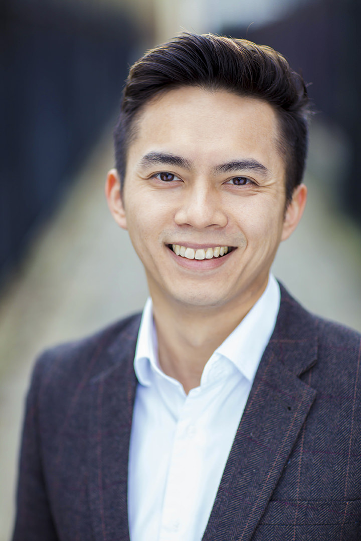 Commercial headshot photography of male shot on location in Cardiff Bay