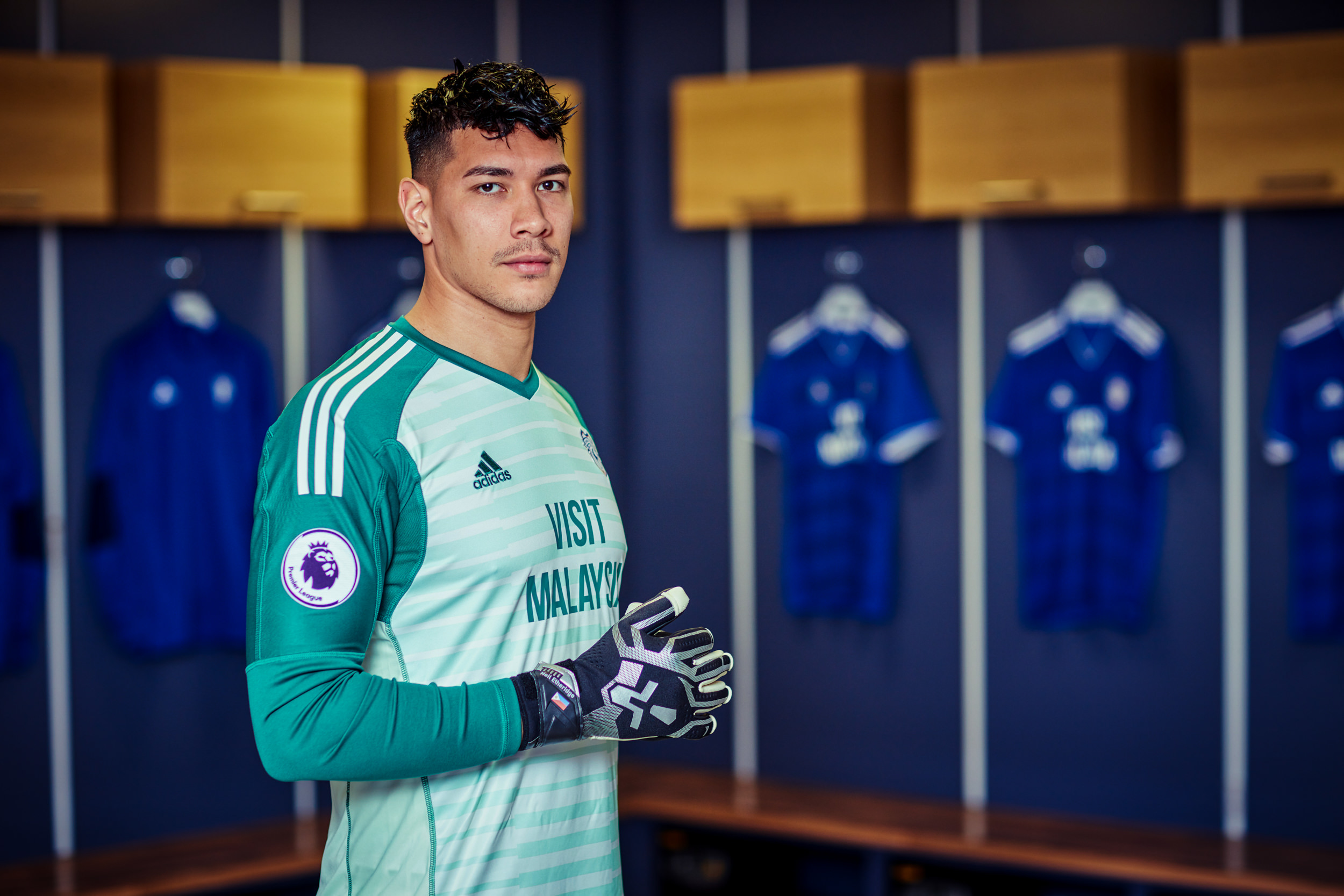 commercial sports portrait of cardiff city football player for product photography campaign