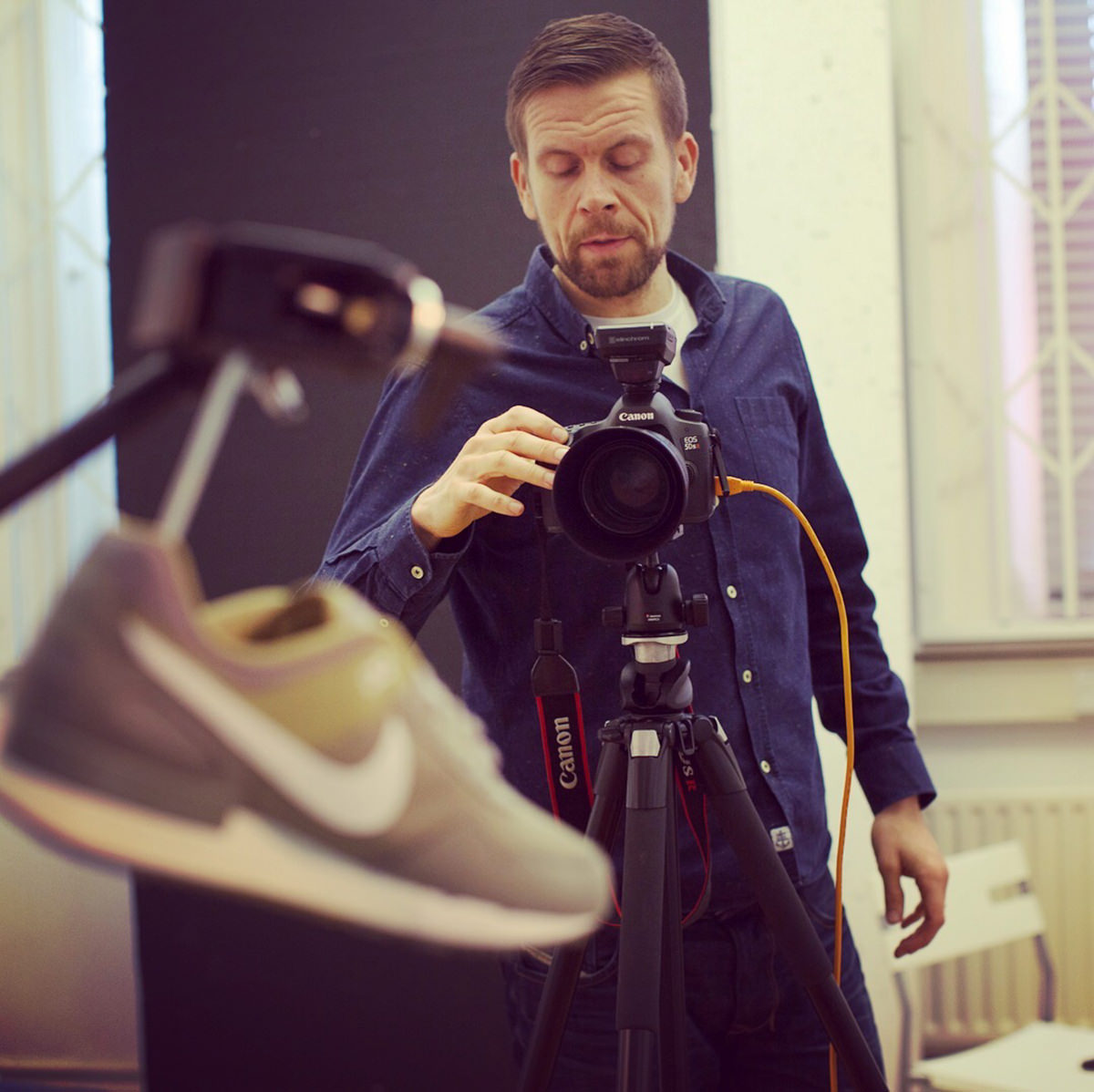 Product shot of a Nike shoe in Magenta's Cardiff studios