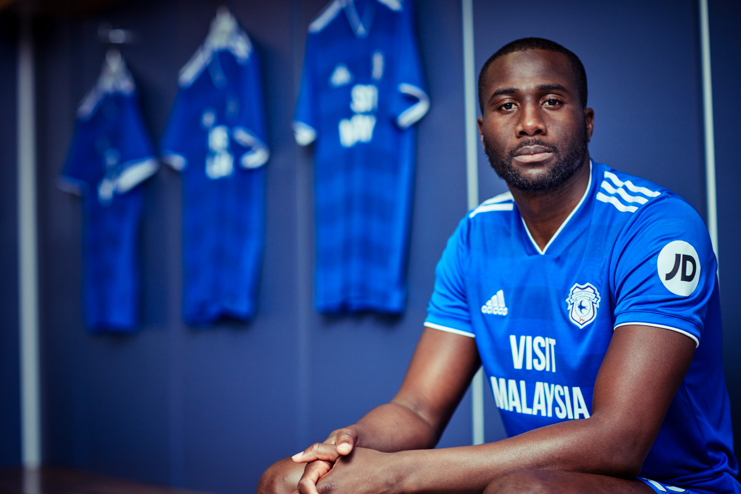 commercial sports portrait of cardiff city football player sol bamba for product photography campaign