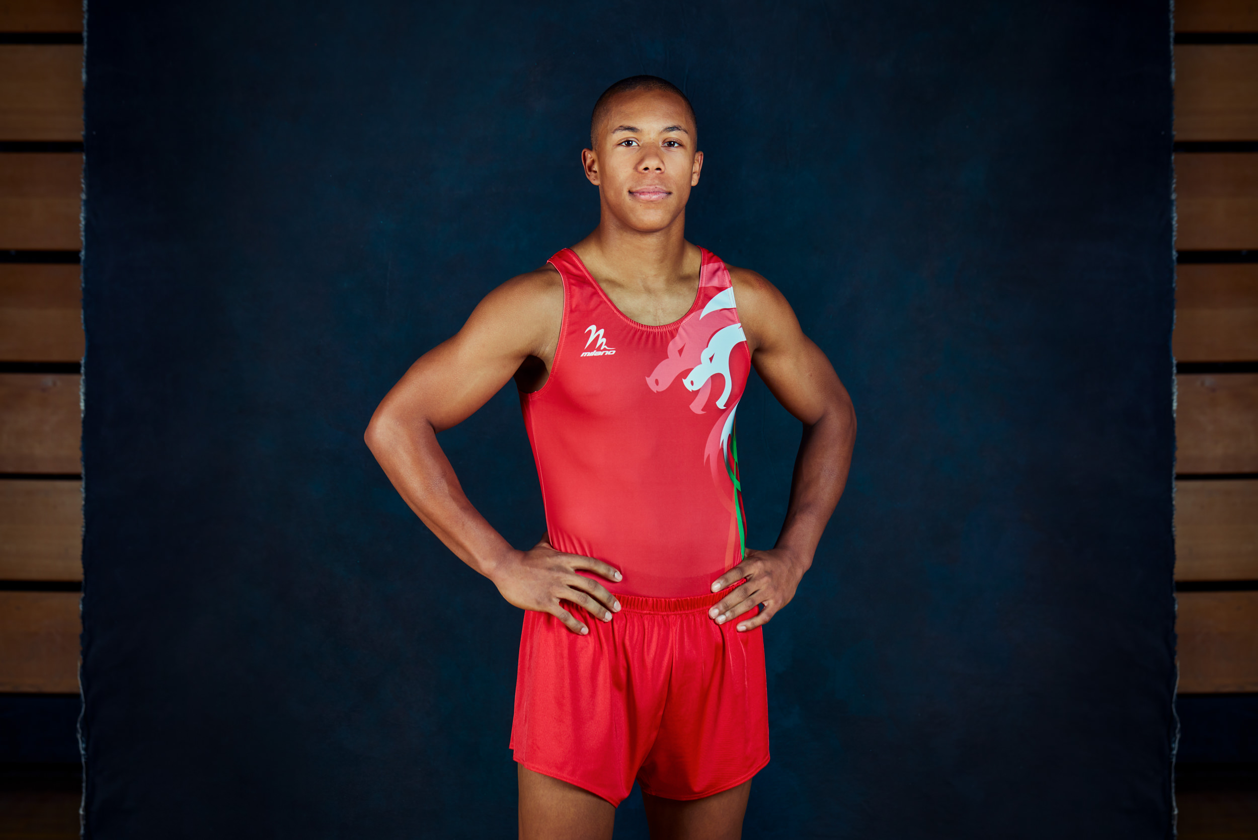 commercial portrait of male welsh gymnast for photography campaign